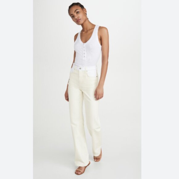 BLDWN High Rise Relaxed Straight Leg Jeans Powder White Size 28 NEW - Picture 1 of 10